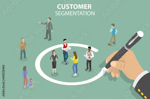 3D Isometric Flat Vector Conceptual Illustration of Customer Segmentation, Audience Analysis and Dividing