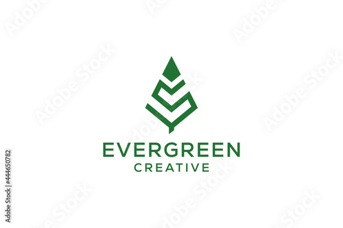 Letter S pine evergreen. fir hemlock spruce conifer cedar coniferous cypress larch pinus tree forest vintage retro hipster line art Logo design