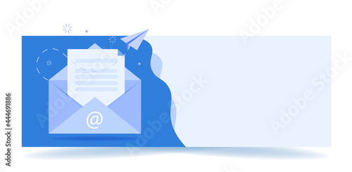 The concept of an email service envelope. Banner with envelope with Newsletter Concept Horizontal web banner with copy space.