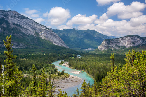 Aerial view of Bow river valley, Banff National Park, Alberta, Canada