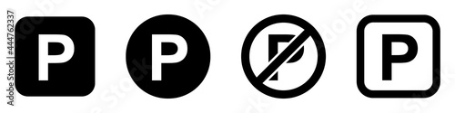 Set of parking signs. Car parking icons. Road signs, street, vector.