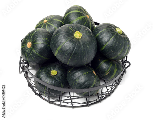 Green mini pumpkin isolated on the white background .