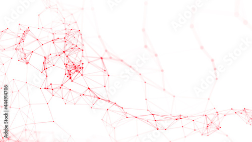 Polygonal white background with connecting dots and lines. Network connection structure. Plexus effect. 3d rendering.