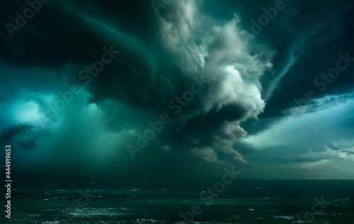 storm with dramatic clouds over the sea