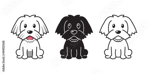 Vector cartoon set of maltese dog for design