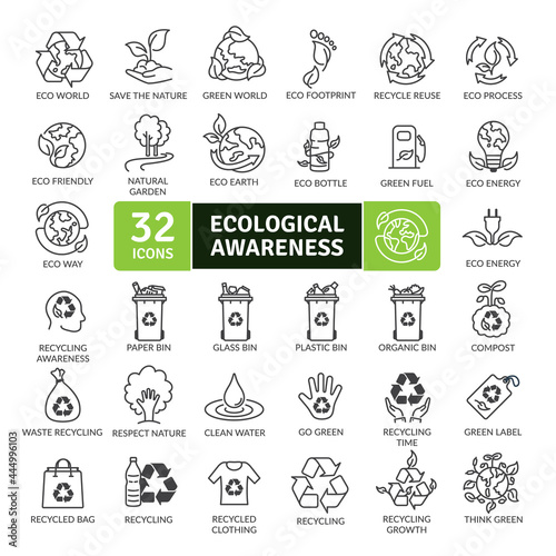 Ecological Concept Icons Pack. Thin line icons set. Flat icon collection set. Simple vector icons