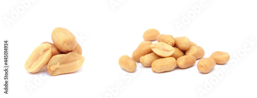 Roasted salted peanuts isolated on a white background