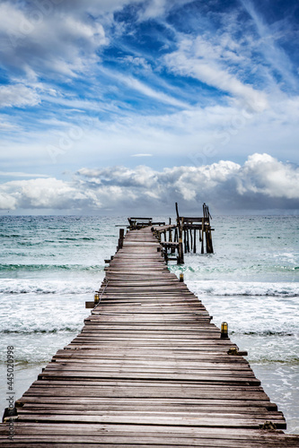 Bang Bao beach, wooden pier, in Koh Kood, Trat, Thailand