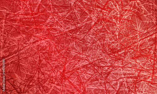 The texture is red. Cracks, cobwebs, hay, threads. Internet. Abstract rectangular background for big sales banner. Vector illustration. Basis, template, substrate for any decor, text, logo. Eps 10.
