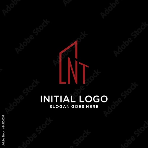 NT initial monogram with building logo design