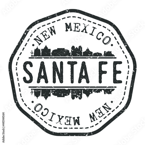 Santa Fe, NM, USA Stamp Skyline Postmark. Silhouette Postal Passport. City Round Vector Icon. Vintage Postage Design.