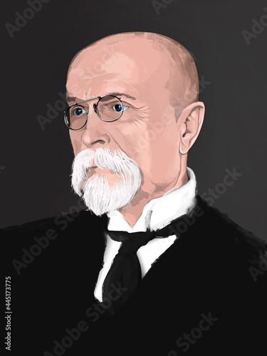 Tomas Garrigue Masaryk 1850-1937 , founder and first president of Czechoslovakia from 1918-1935. illustration, painting