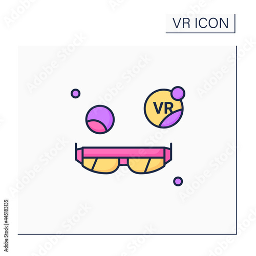 Augmented reality glasses color icon. Add extra information, ideally 3D images and information, animations and videos. Modern technology concept. Isolated vector illustration