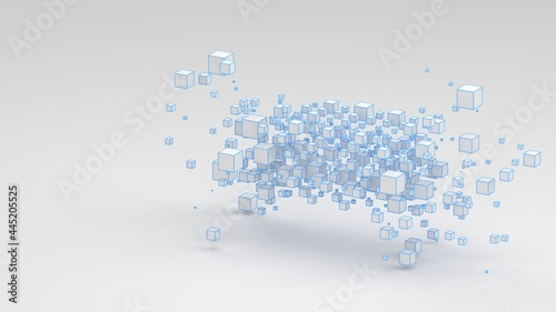 minimal abstract background figure pattern from cubes white floor 3d render