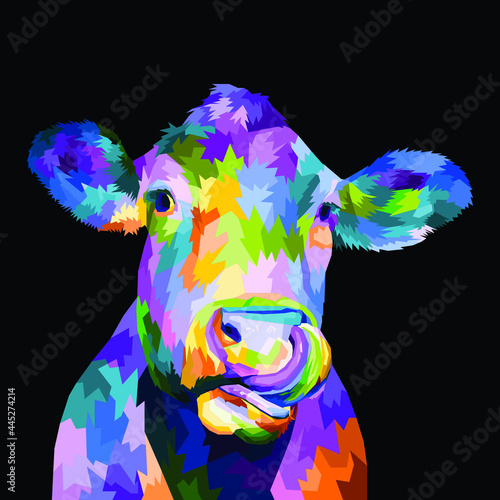 colorful cow head pop art portrait premium vector posters isolated decoration
