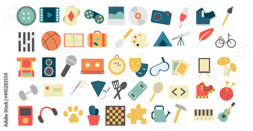 Various hobbies and professions icons collection - Vector