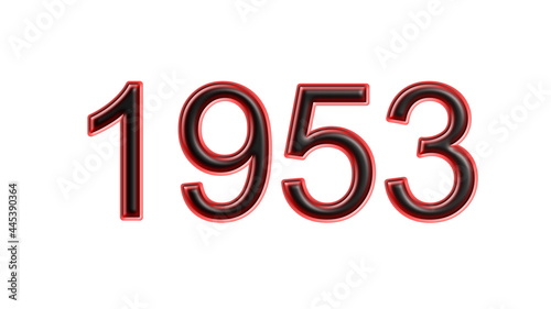 red 1953 number 3d effect white background