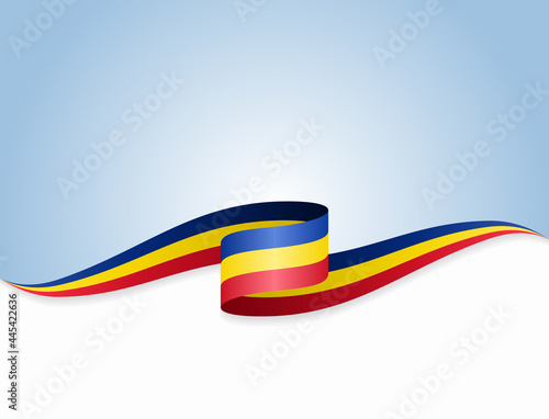 Romanian flag wavy abstract background. Vector illustration.
