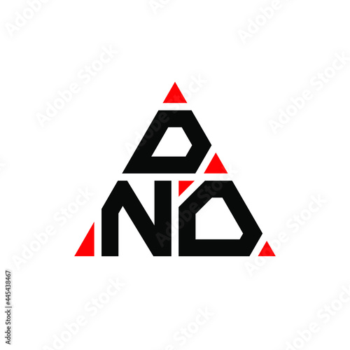 DNO triangle letter logo design with triangle shape. DNO triangle logo design monogram. DNO triangle vector logo template with red color. DNO triangular logo Simple, Elegant, and Luxurious Logo. DNO 