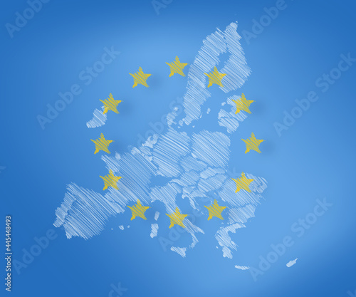 Unia Europejska - szkic mapy przedstawiające członków państw Unii Europejskiej