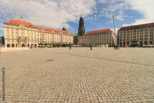 Dresden; Blick über den Altmarkt zur Kreuzkirche