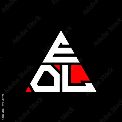 EOL triangle letter logo design with triangle shape. EOL triangle logo design monogram. EOL triangle vector logo template with red color. EOL triangular logo Simple, Elegant, and Luxurious Logo. EOL 
