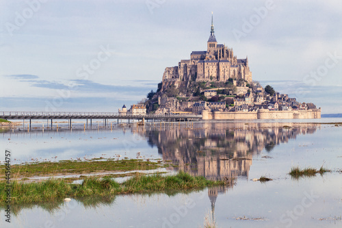 Le Mont Saint-Michel in the bay in Normandy