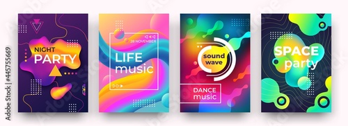 Abstract gradient poster. Vibrant colors and fluid shapes, night party club poster, music festival flyer. Vector bright book cover