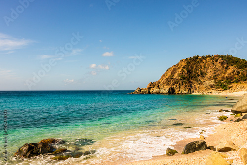 St. Barths Island, Caribbean. The famous Shell Beach, in Saint Bart’s Caribbean