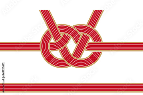 赤と金の紐の日本伝統の結び目のグラフィック