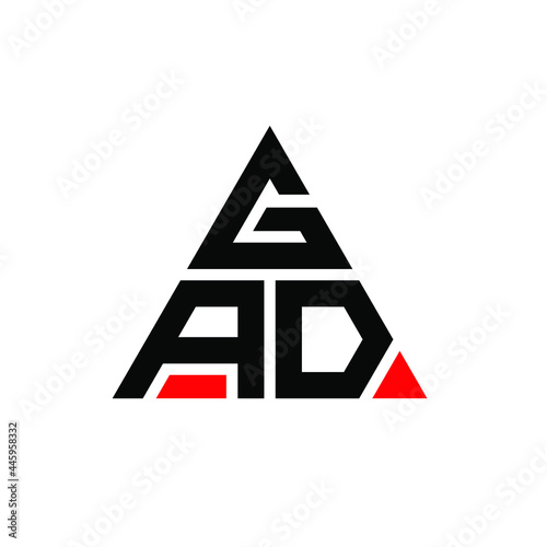 GAD triangle letter logo design with triangle shape. GAD triangle logo design monogram. GAD triangle vector logo template with red color. GAD triangular logo Simple, Elegant, and Luxurious Logo. GAD 