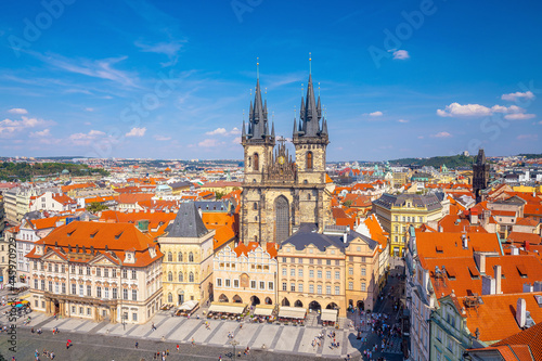 Downtown Prague city skyline, old town cityscape, Czech Republic