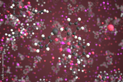 Triphenyl phosphate molecule made with balls, conceptual molecular model. Chemical 3d rendering