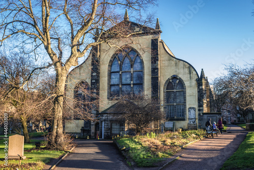Greyfriars Church and cemetery in Edinburgh city, Scotland