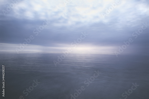 abstract sunset on the lake, landscape water and sky, blurred view freedom nature concept