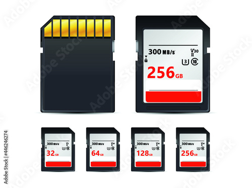 Illustration Vector memory SD cards isolated on white background this sd card for various computer, digital camera and smart mobile phone devices.
