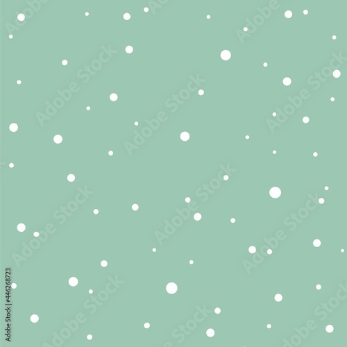 Mint background with white dots. Polka dots style. Minimalistic illustration for wrapping paper, textile, decoration