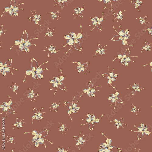 Vector EPS10 seamless design from Retro Bugs Ornament collection, 7 companion patterns in total (4). Delicate nostalgic coordinated arrangements. For quilting, wallpaper, apparel, clothing/bag lining