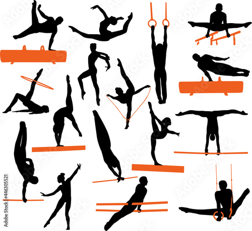 gymnastics silhouettes collection - vector