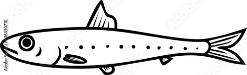 Coloring page with cartoon sardine fish isolated on white background
