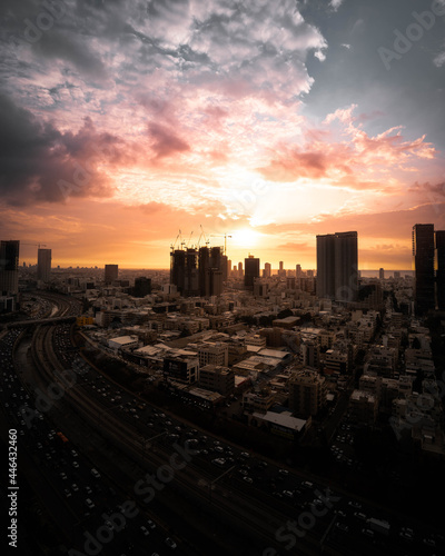 Tel Aviv City Skyline Sunset, Israel