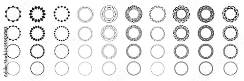 Set of round frames with abstract ornament. Vector illustration.