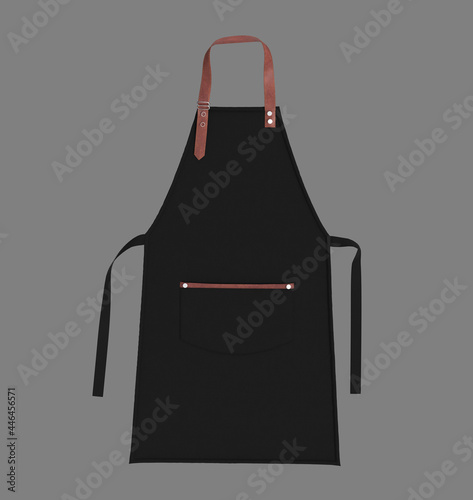 Blank leather aprons, apron mockup, clean apron, design presentation for print, 3d illustration, 3d rendering