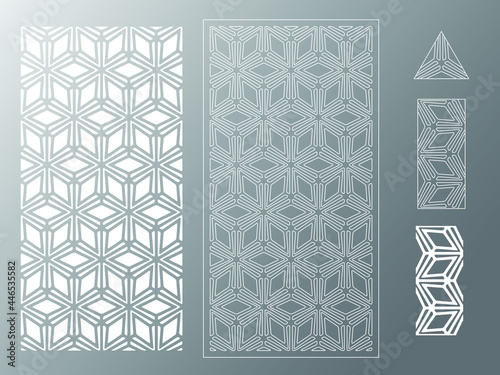 seamless pattern with shapes Triangles Laser cutting cnc Decorative screen grill board papercut Polygon0009A