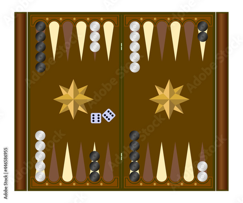 Backgammon game. Template for backgammon game. Flat style design – vector.