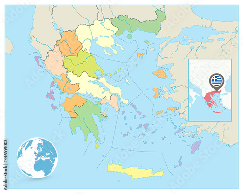 Greece Political Map. No text