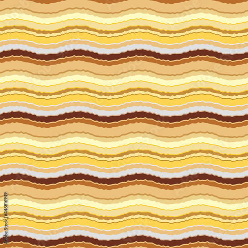 Abstract seamless pattern of beige, brown and yellow horizontal waves. Stripe textile design. Sand waves background