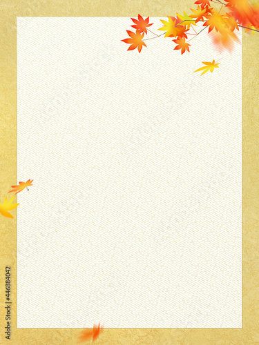 Autumn frame using traditional oriental patterns