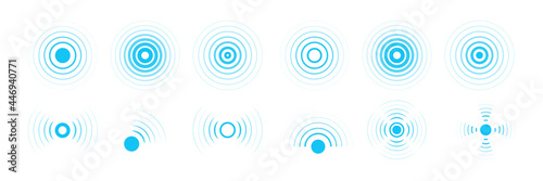 Radar vector icons. Signal concentric circles. Sonar sound waves isolated on white background. Fat style vector illustration EPS 10.