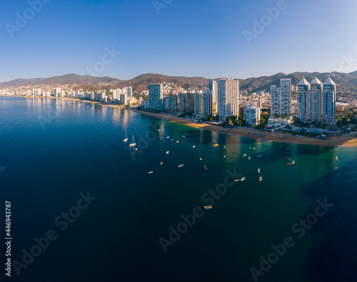 Beautiful view of the beach, aerial view of the sea, acapulco beach